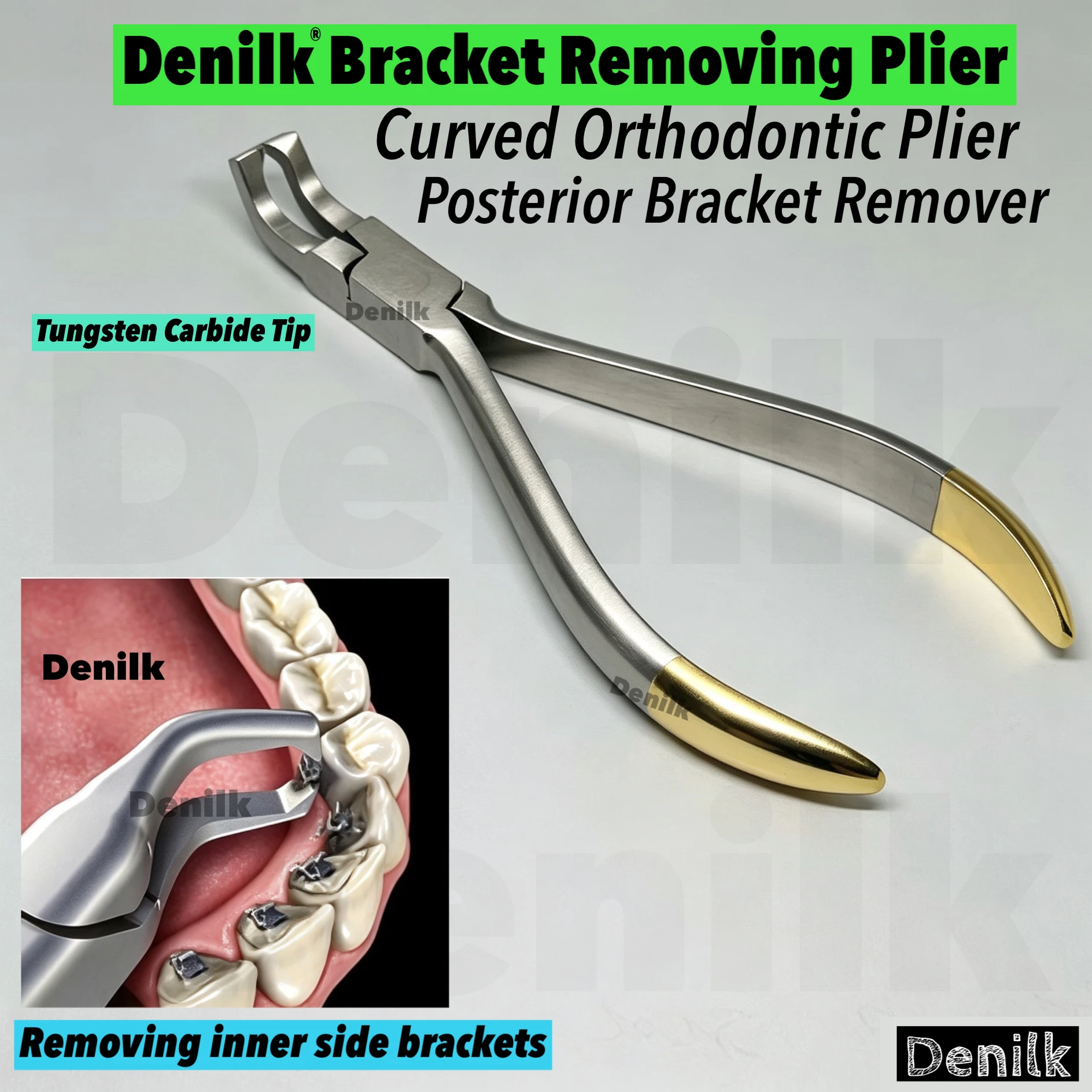 DENILK 1pc Curved Orthodontic Bracket Removing Plier Sharp Edge Beak Bracket Plier Used For Cutting Adhesive Or Bracket Removal