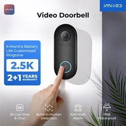 IMILAB Smart Video Doorbell 5200mAh กล้องรักษาความปลอดภัยการตรวจจับมนุษย์ที่แม่นยํา Local Storage Instant Alert 2.5k
