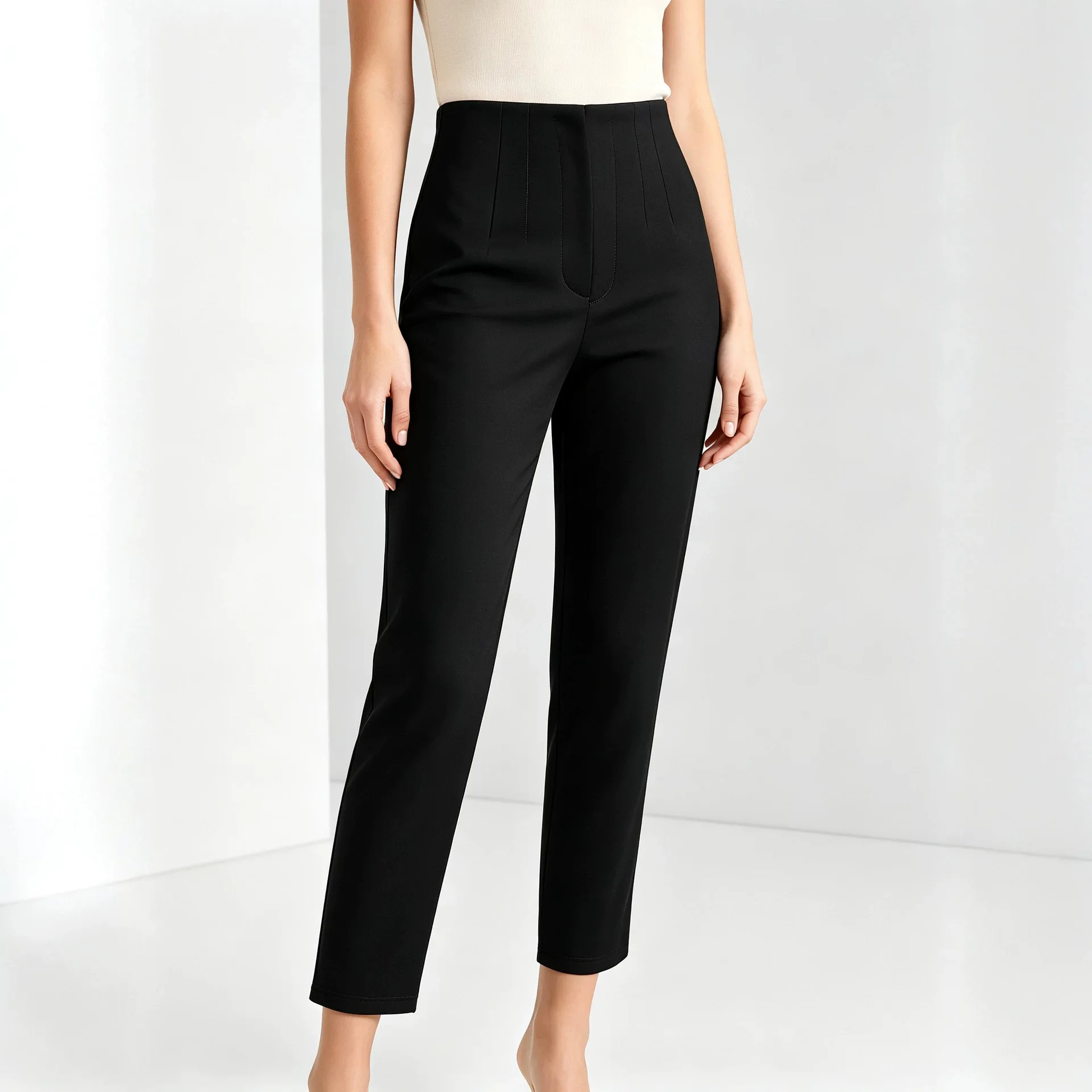 Run! And Summary Random Slim-fit Workplace Trousers, Slimming And Drapey Tapered. Elastic Ankle-length Pants. Vestidos