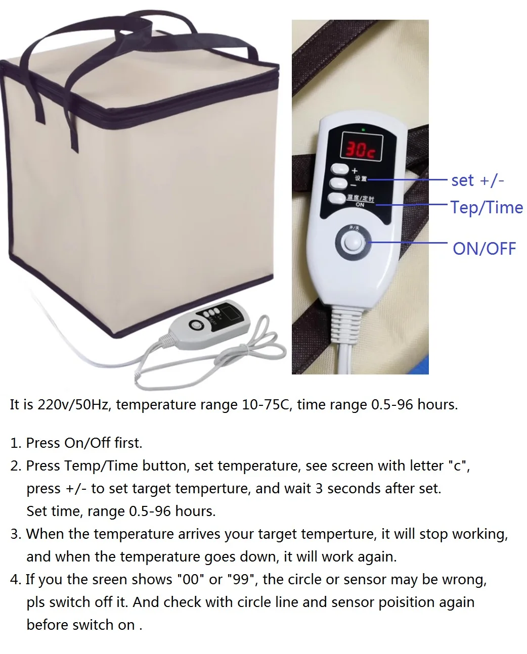 DIY 가정용 빵 발효 가방, 소프트 케이스 요구르트 메이커 빵 발효 토트 220V 120W 프레임 없음