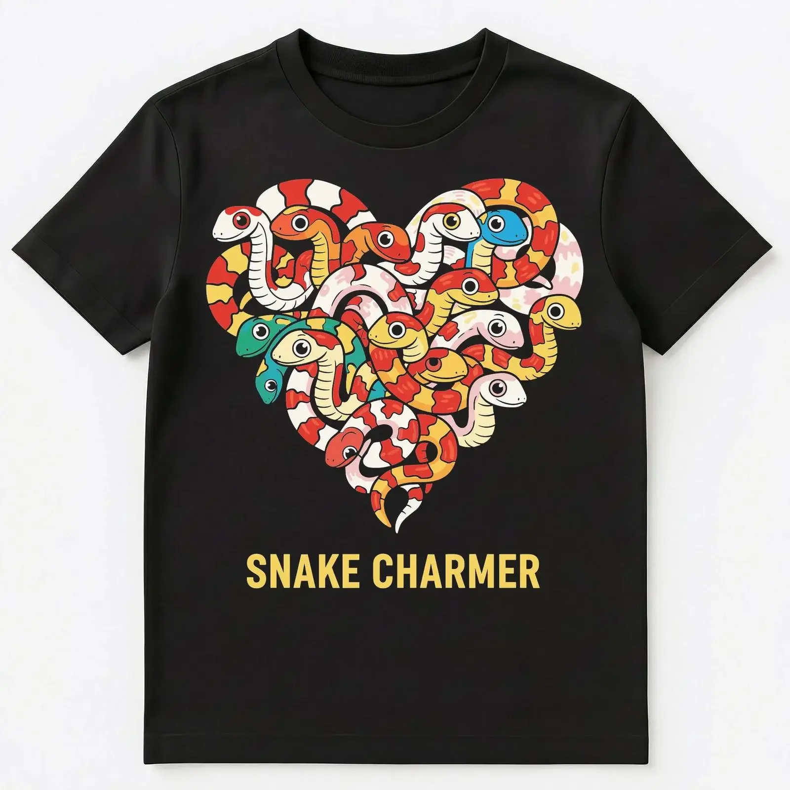 Snake Charmer süßes T Shirt Schlangenherz Reptil  vintage Washed Unisex Stylish Slightly Top For Everyday Wear Breathable homme
