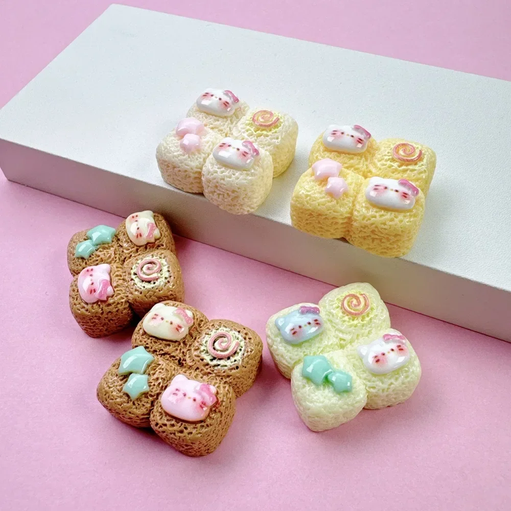 5pcs sanrio hello kitty bread resin flatback diy kawaii resin accessories crafts materials scrapbooking embellishment