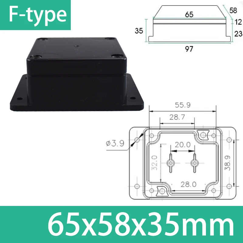 ABS Wasserdichtes Boxgehäuse Elektronisches Safe Gehäuse Kunststoffboxen Schwarzer Drahtanschlusskasten Kunststoff-Organizer IP67 Wasserdichtes Gehäuse