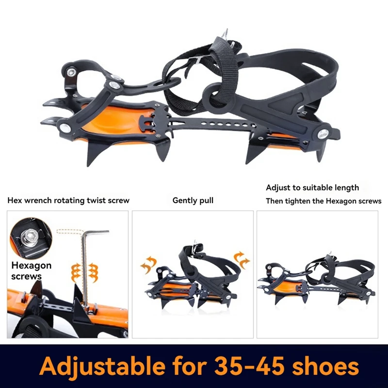 12 Tooth Ice Snow Crampons Anti-Slip Climbing Gripper Shoe Covers Spike Cleats Snow Skid Crampon For Sport