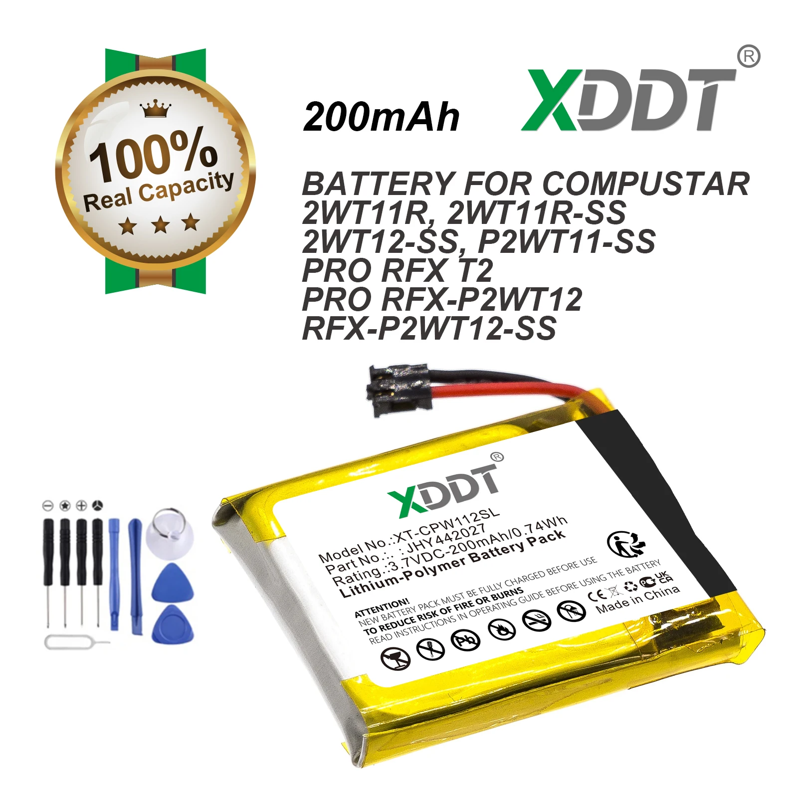 Remote Start and Entry Systems 200mAh Battery For Compustar JHY442027 Fits Compustar Pro RFX T2 RFX-P2WT12-SS 2WT11R 2WT11R-SS