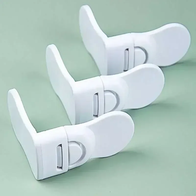 Baby Safety Lock Drawer Anti-Pinching Hand Cabinet Drawer Locks Plastic White Safety Buckle for Children Security Protection view 3