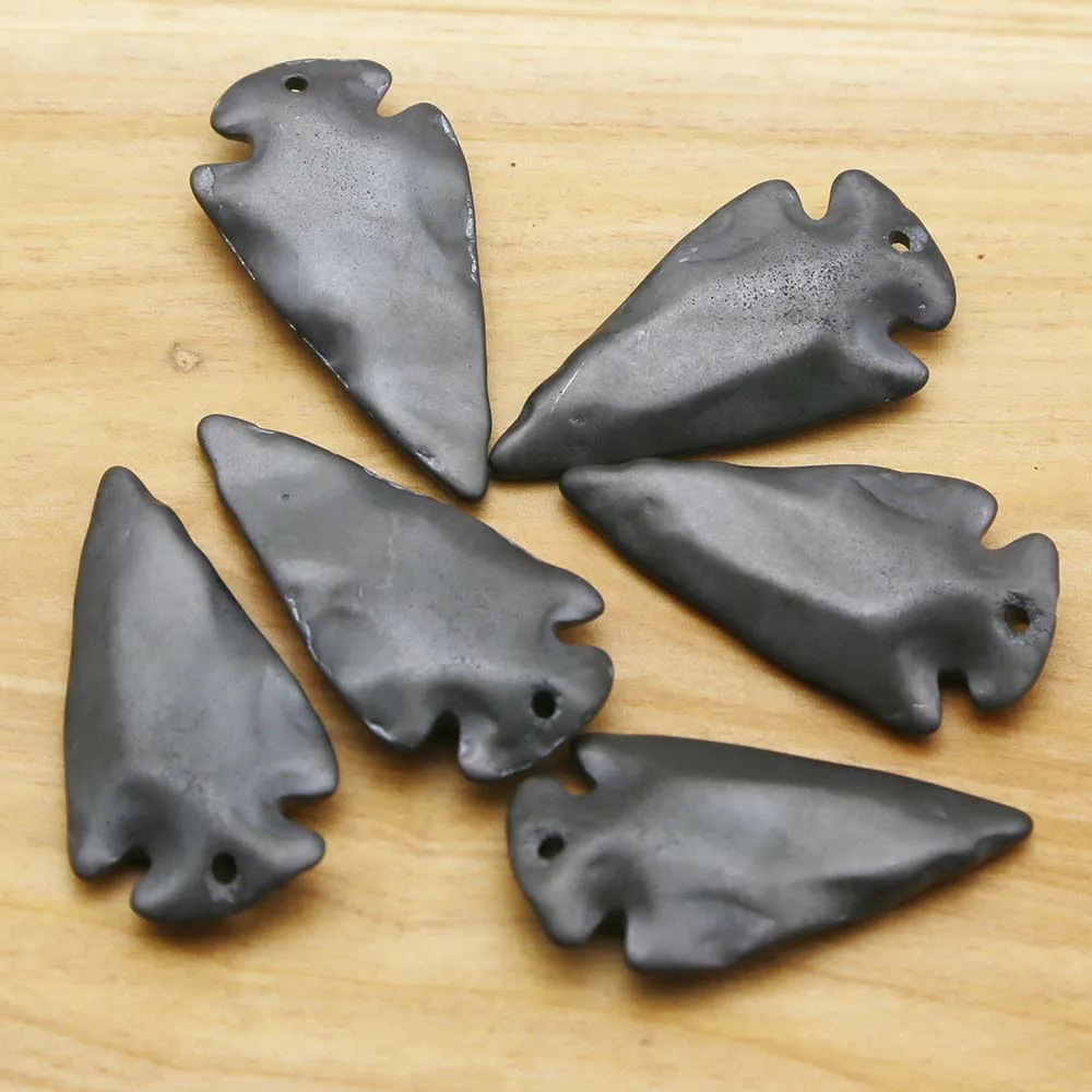 New Natural Black Gallstone Hematite Arrow Necklace Pendant Healing Charm Jewelry Accessories Gift Wholesale 10Pcs Free Shipping