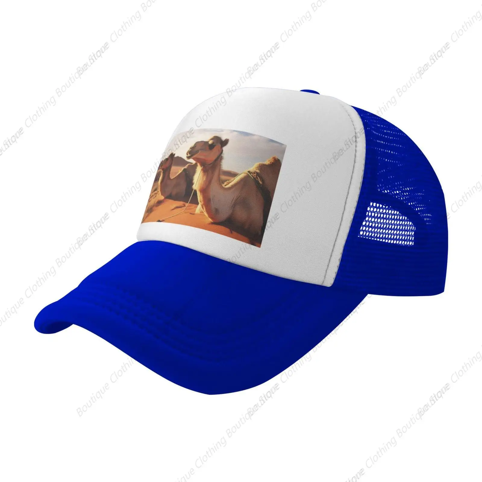 

Trucker Hats Camels Rest Desert Printing Mesh Baseball Cap Trucker Hats Women with Adjustable Snapback Strap