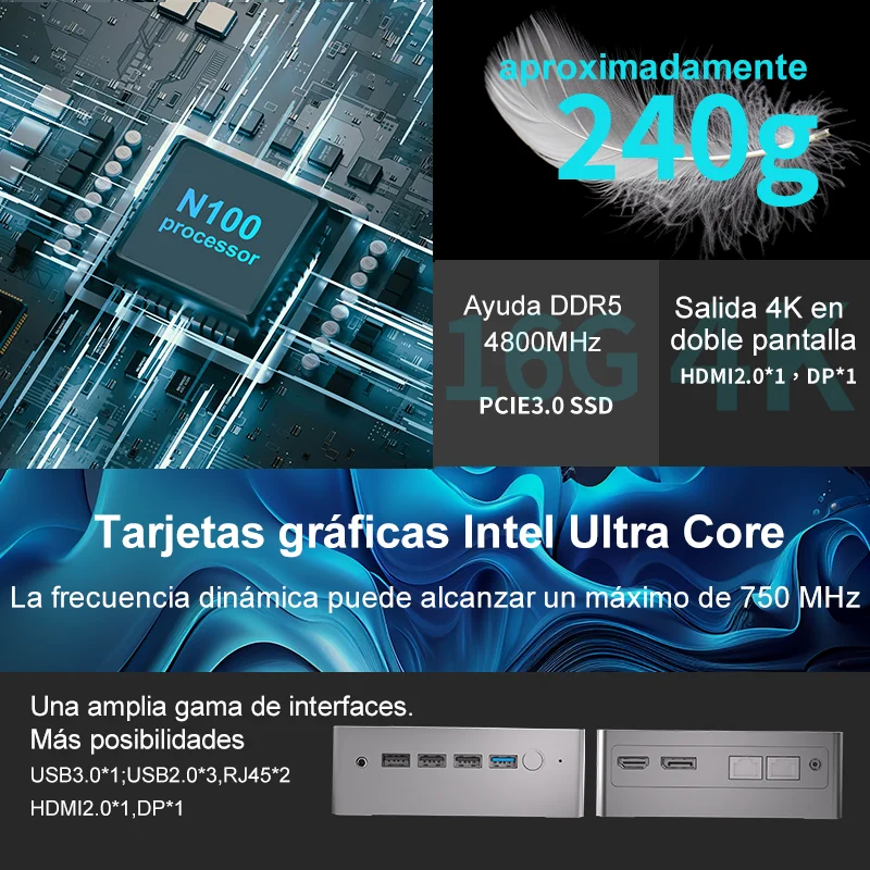Microdata Mini Pc N 100 16Gb 512Gb, 8Gb 256Gb, Minipc, Intel 12e Generatie 4 Cores Dual Display 4K Output Ddr5 Bt4.2 Pc Gaming