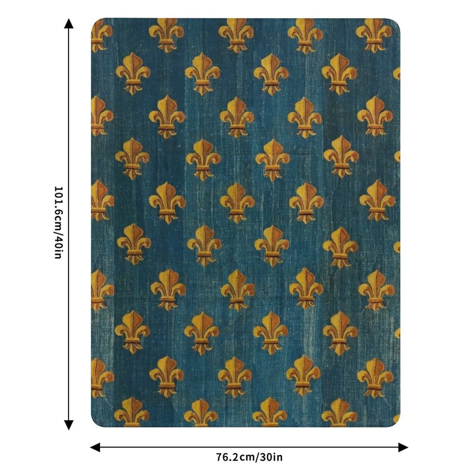 GOLD FLEURS DE LYS IN BLUE Antique French Tapestry Throw Blanket Soft Big Polar Decorative Sofas sofa bed Blankets