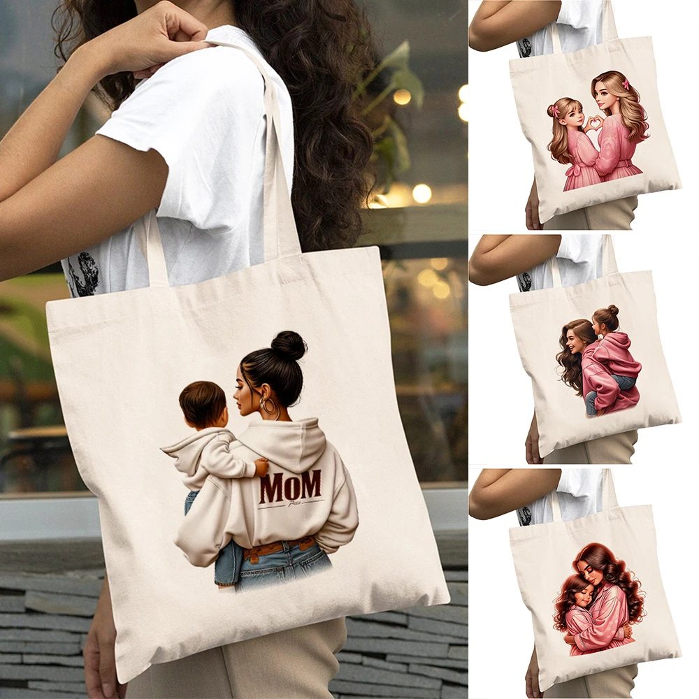 

Casual Mama and Baby Lady Shopping Bags Lightweight Eco Big Capacity Women Shopper Bag Girl Shoulder Tote Child Handbag 40x45cm
