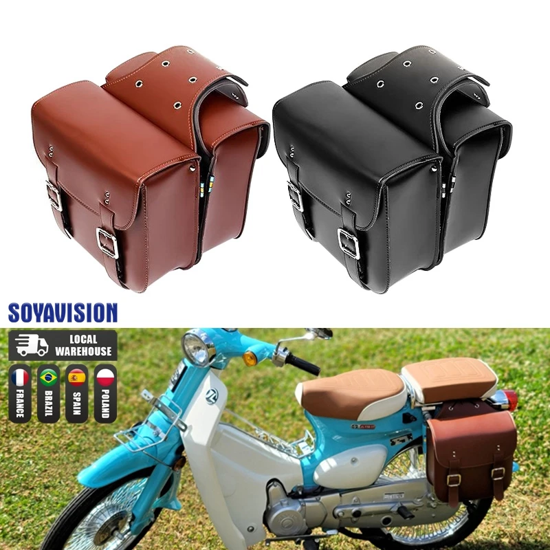 Retro Fashion Bike Motorcycle Saddle Bags Pouch Storage Case Side Luggage Tank Suitcase Waterproof PU Leather Motorbike Parts