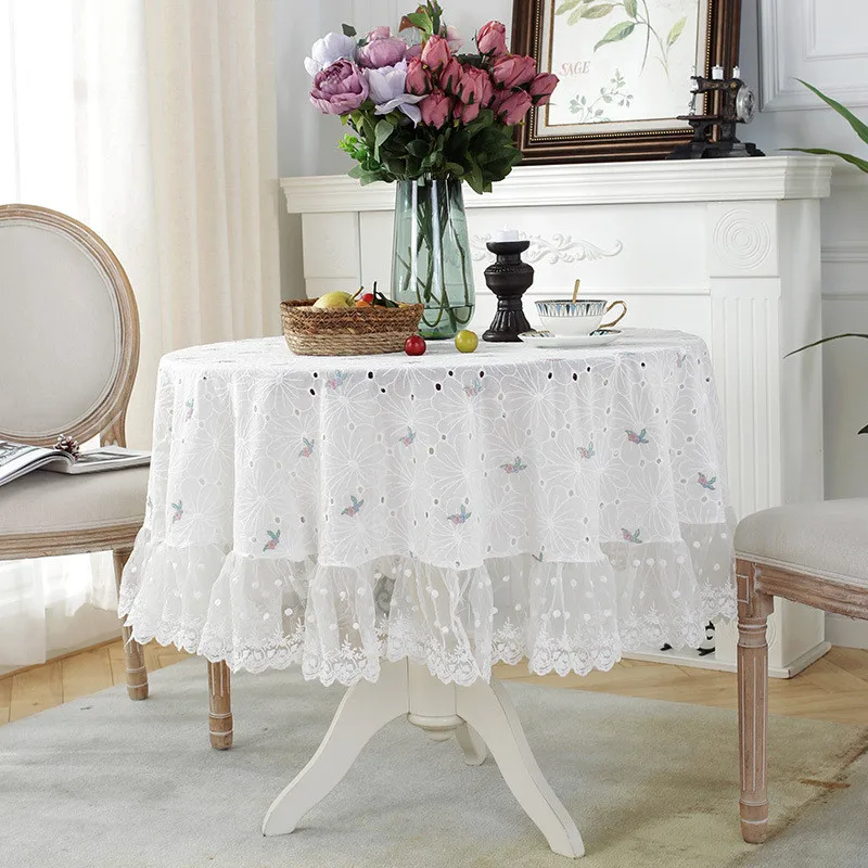 

Hollow Decorative Table Cloth White Lace Tablecloth Rectangular Tablecloths Dining Table Cover Tafelkleed Mantel Home Decoration