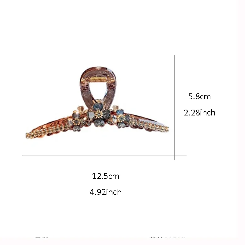 Leichte Luxus Kristall Vierblättriges Kleeblatt Großer Haargriff High-End-Haarspange aus Acrylmaterial Damen-Haarschmuck im französischen Stil – Detail 5