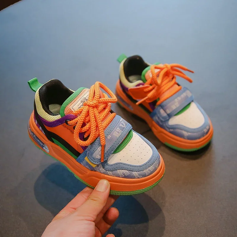 Kinderen Leren Sneakers Voor Meisjes Jongens 2024 Herfst Nieuwe Mode Koreaanse Stijl Zachte Anti-Gladde Veelzijdige Ademende Chique Schoenen