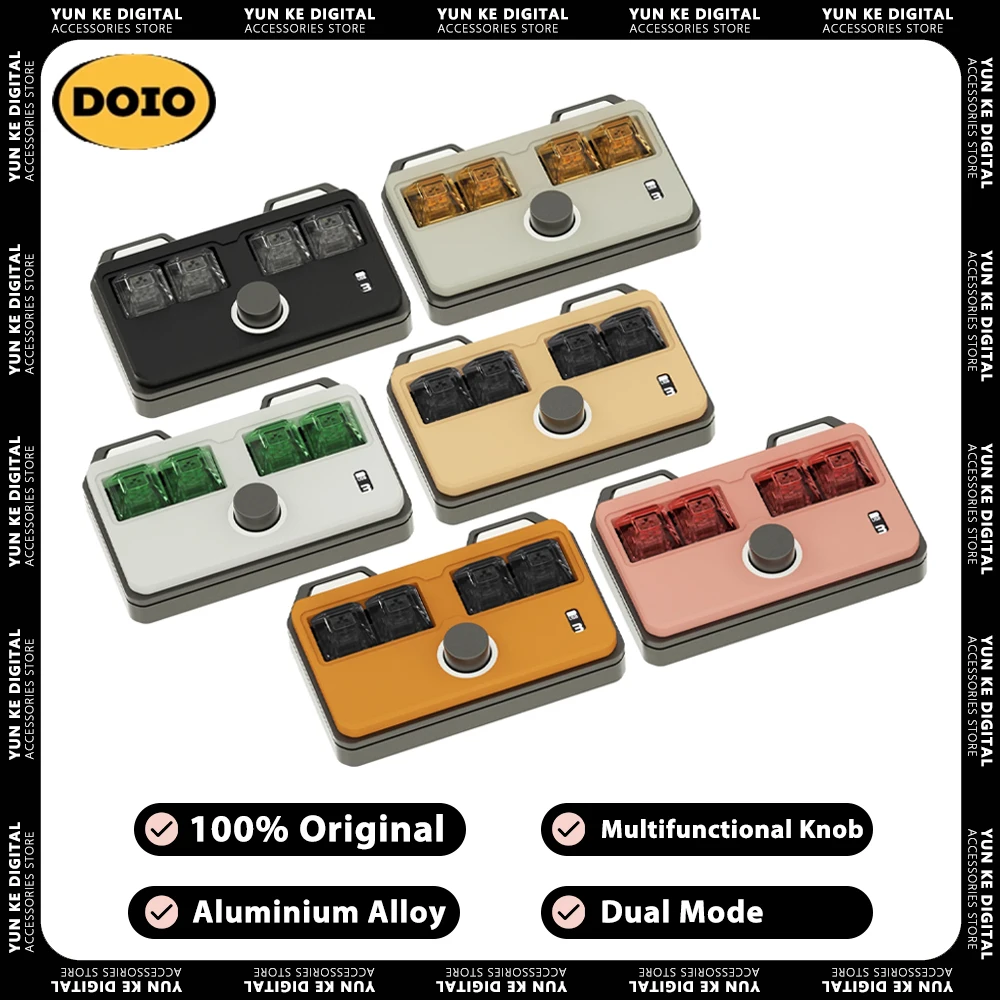 

DOIO KB04-B01 Mechanical Keyboard Multifunctional Knob Dual Mode Aluminum Designer Keyboard Hot Swap RGB Support VIA QMK Office