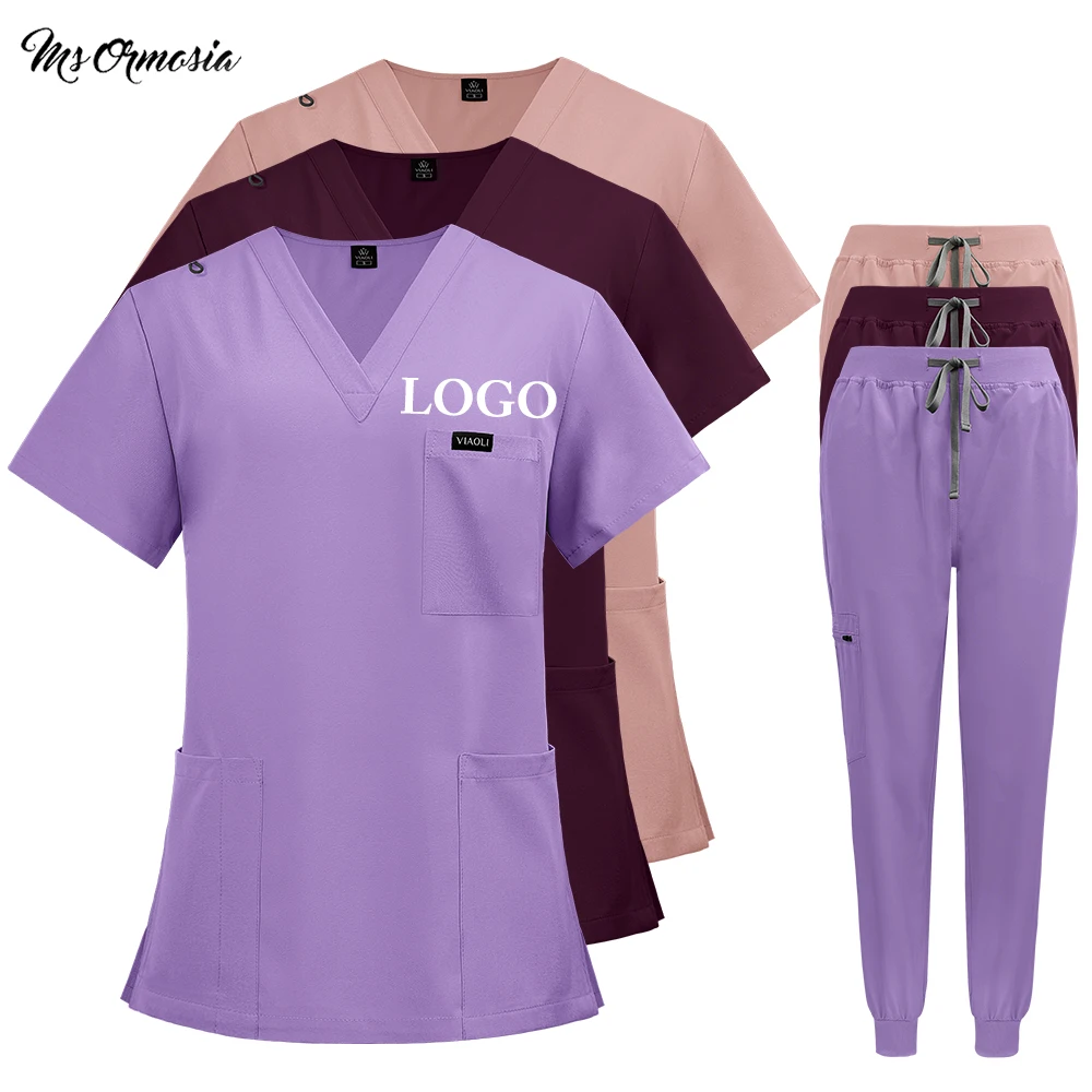 uniforme-medico-cirurgico-unissex-conjunto-de-roupa-de-trabalho-em-2-pecas-calcas-jogger-com-bolso-para-dentistas-e-enfermeiros