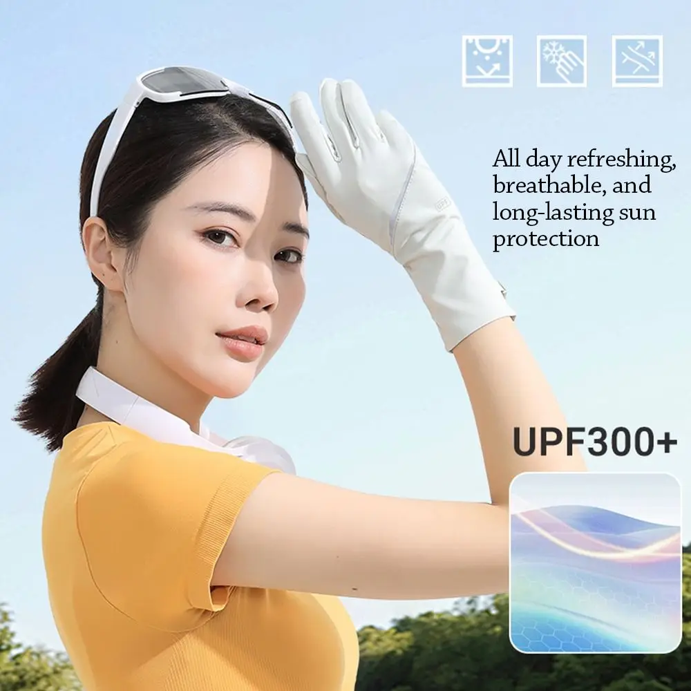 Летние солнцезащитные перчатки с защитой от ультрафиолета, тонкие анти-УФ-варежки из ледяного шелка, эластичные дышащие велосипедные перчатки для вождения, женские и девочки