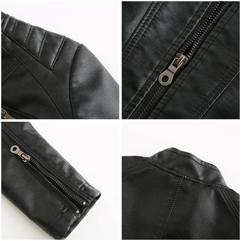 Purchase New Women's Casual Leather Jacket with Stand Up Collar and Slim Fit, Spring and Autumn Zipper Motorcycle Women's Leathe