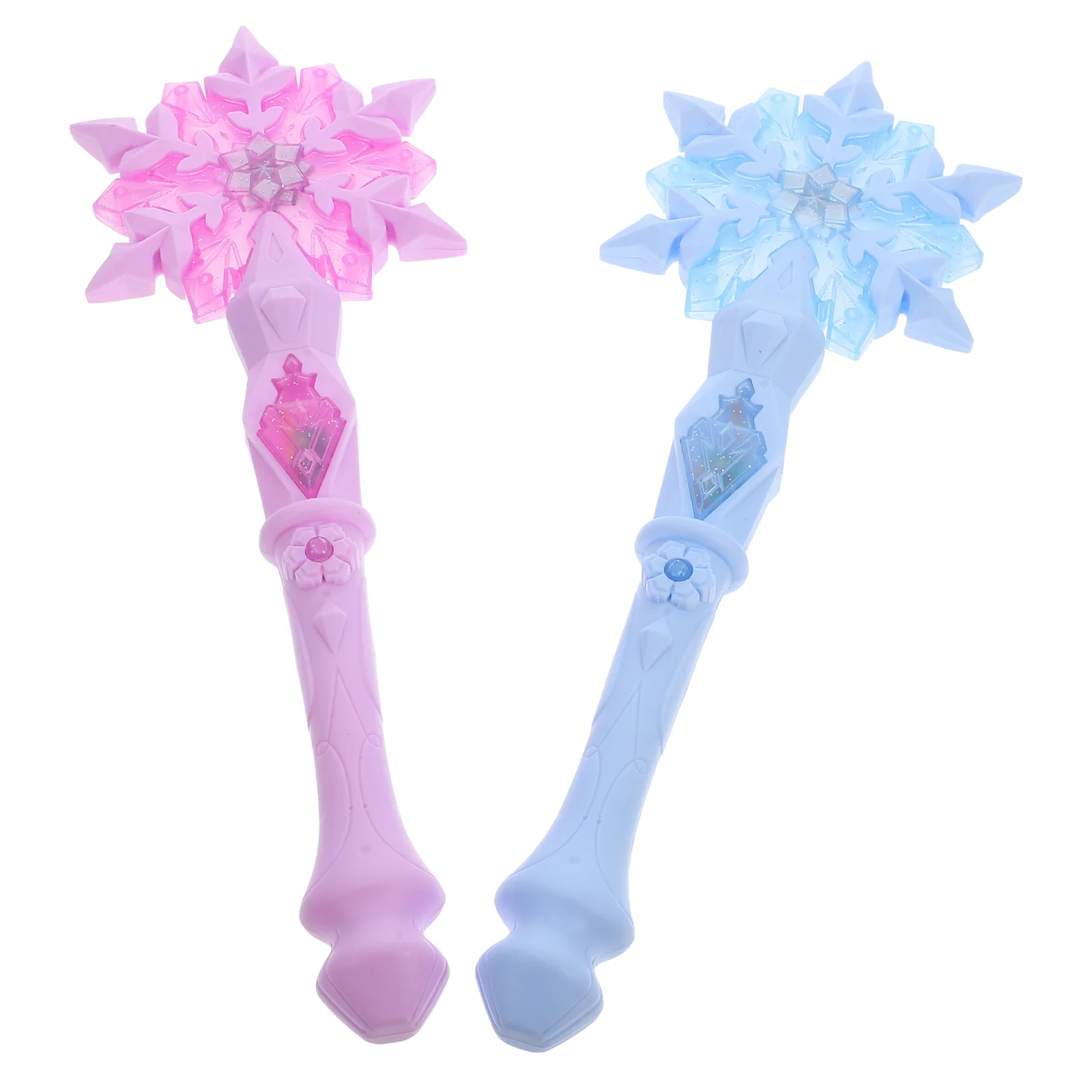 

2 Pcs Snow Wand Girl Fairy Birthday Gifts Stacked Toys Party Dress-up Snowflake Glow Sticks Present Favors