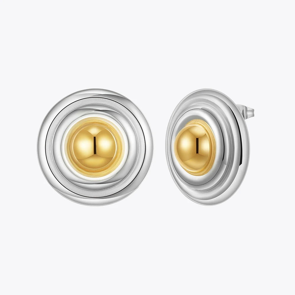 ENFASHION Smooth Round Stud Earrings For Women's Aretes De Mujer 18k Gold Plated Eye Catchy Fashion Jewelry Party Cocktail E1584