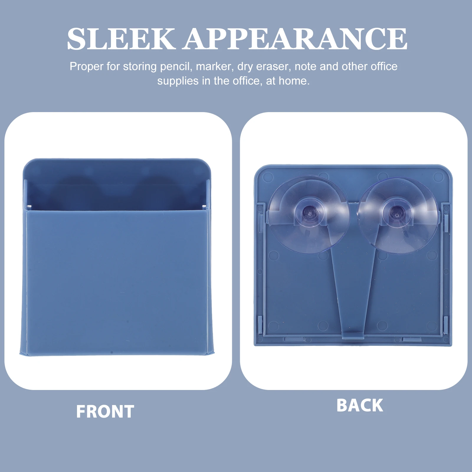 

2Pcs Suction Cup Pen Holder Dry Erase Marker Organizer Blue Pencil Box Storage ABS Anti Slip Desk Accessories Whiteboard