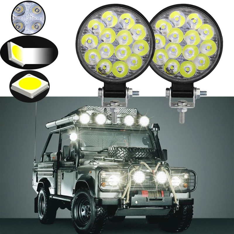 

LED Work Light Truck Spotlight Round Bright Work Driving Spot 6500K 42W Fog Lamp Headlight For Car JEEP SUV Boat Truck 12V Lamps