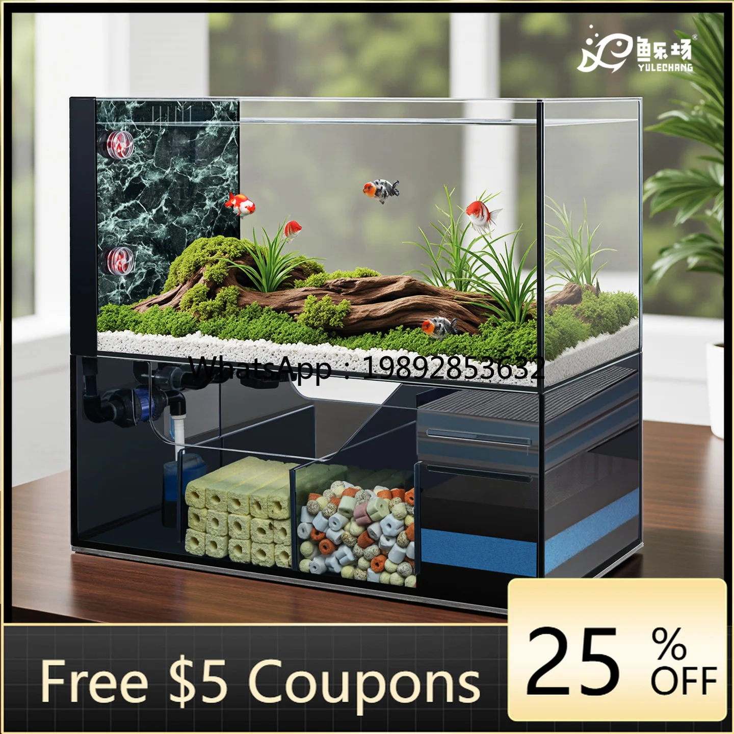 LYY Bottom Filter Fish Aquatic Plant Tank Living Room Ultra Clear Glass Stream  No Water Change Needed Goldfish