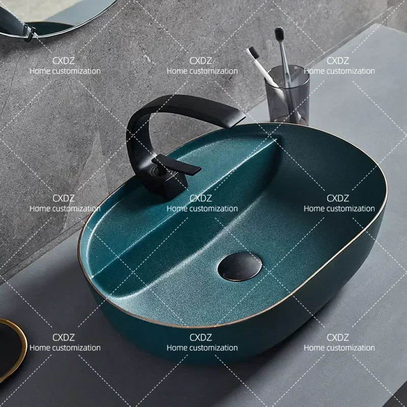 Ceramic Integrated Table Basin with Faucet Single Household Washbasin for Bathroom Toilet Sink