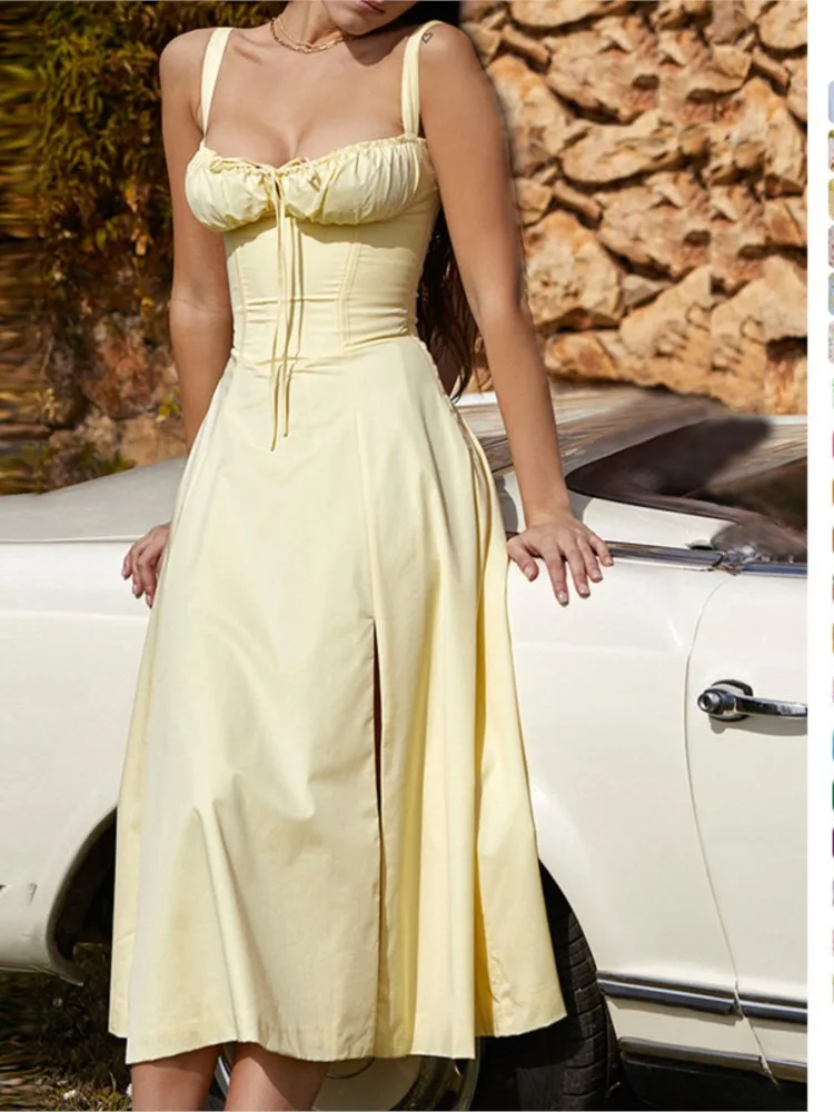 CPSYMYM été tempérament mode robe à bretelles pour les femmes Y2k Sexy robes de soirée décontracté Boho imprimé fleuri longue robe femme