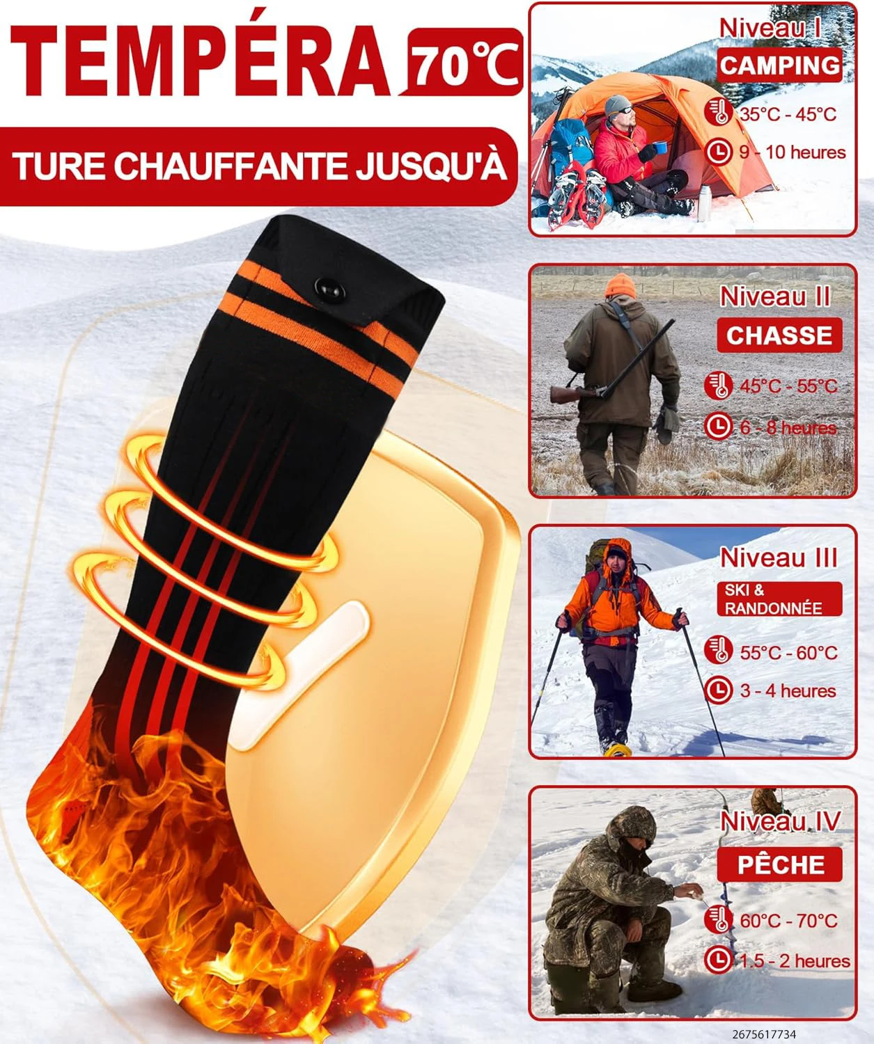 New APP Control Heated Socks 5000mah Battery Electric Heated Skiing Socks Winter Thermal Heated Foot Warmer Sport Socks