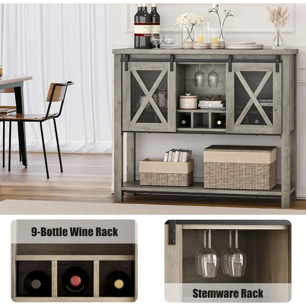 Buffet Storage Cabinet, Large, Gray