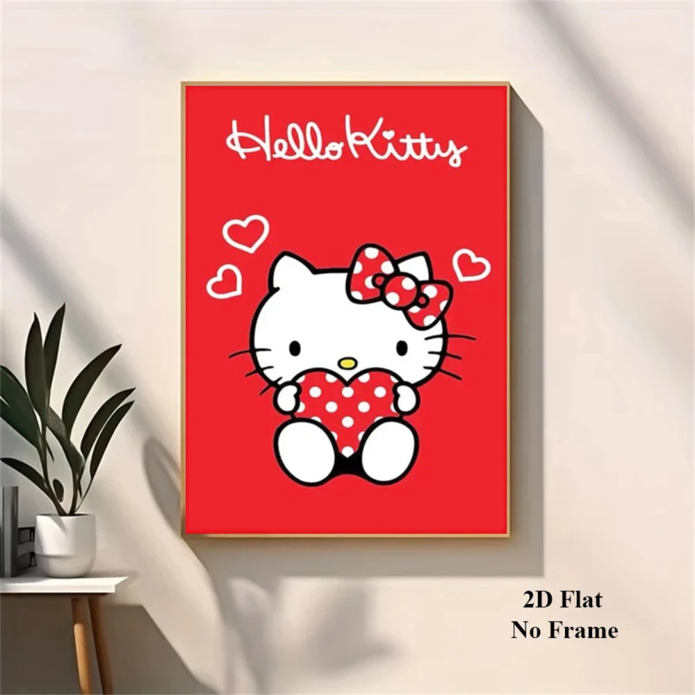 2027 2DFlat, 1pc Sanrio Hello Kitty - Iconic Hello Kitty Face Suitable for Room,, Bedroom Wall Decor, Unframed Canvas for Hom