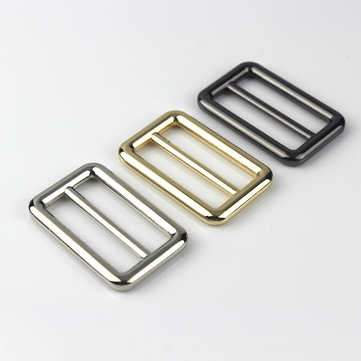 1x Metal Tri-Glide Buckle Bag Strap Adjustment Buckle Square Ring for Leather Craft Bag Parts Backpack Shoulder Belt Accessories