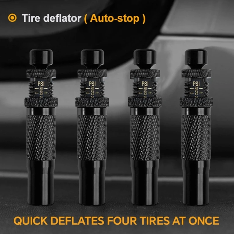 0XXD 4Pcs Tire Pressure Relief Valves Regulators Automatic Tire Deflators Car Maintenance with Valves Caps and Carry Bag