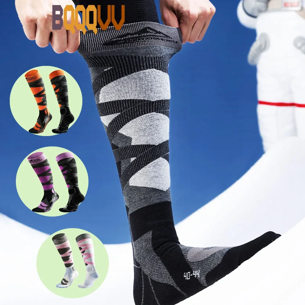 Thermal Knee High Skiing Socks for Men and Women, Snow Skating Snowboarding Sock, Warm Winter Socks, 1Pair