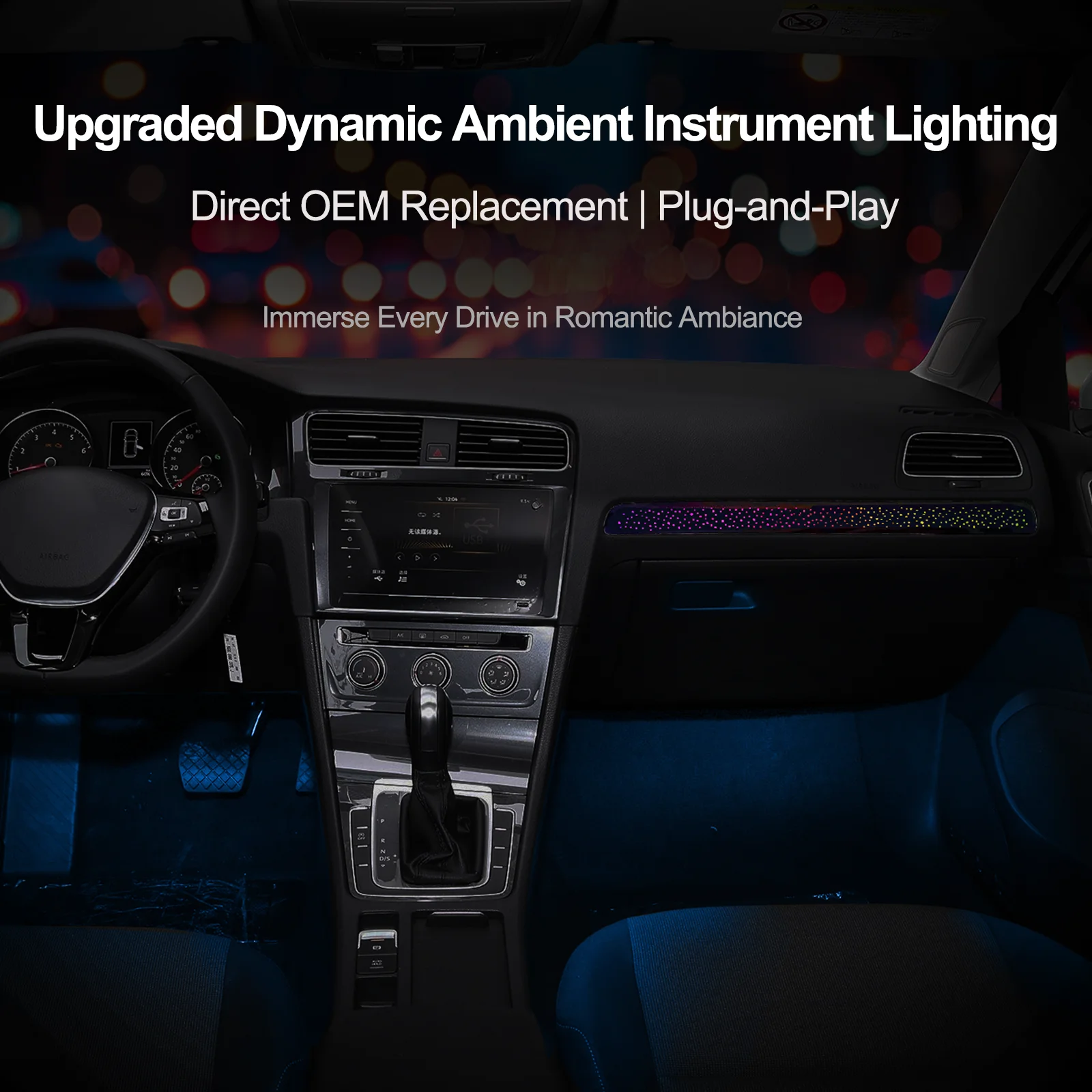 EzoneTronics Custom Ambient Lighting Kit for 2010-2025 VW Golf MK6/7/7.5/8/8.5 1:1 OEM Mold