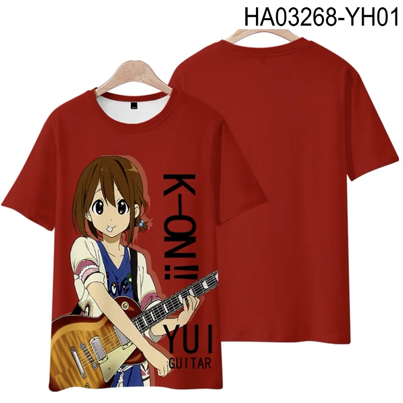 K-ON mignon! T-shirt à manches courtes à col rond avec impression 3D, Streetwear anime japonais populaire, mode estivale, grande taille