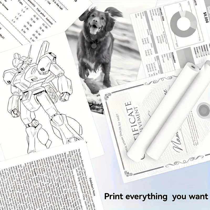 4 Rolls 8.5x11 A4 Thermal Paper Roll, Quick-Dry for A4 Portable Printers, Ideal for Office, Home, Travel, Contracts, Receipts