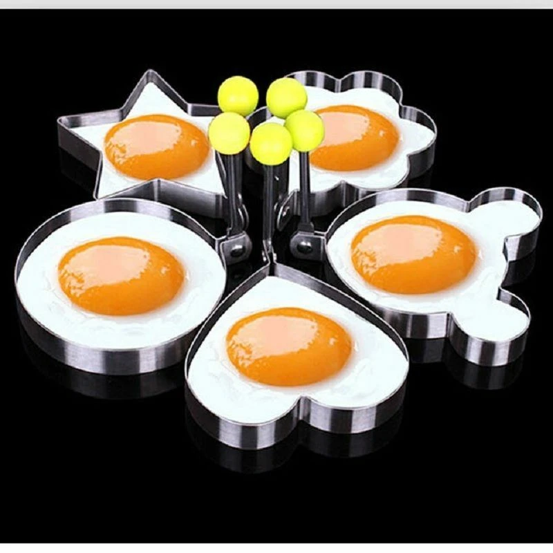 5 Shapes Stainless Steel Fried Egg Shaper Egg Mold DIY Breakfast Egg Pancake Rings Sandwich Kitchen Tools Utensil Baking Tools