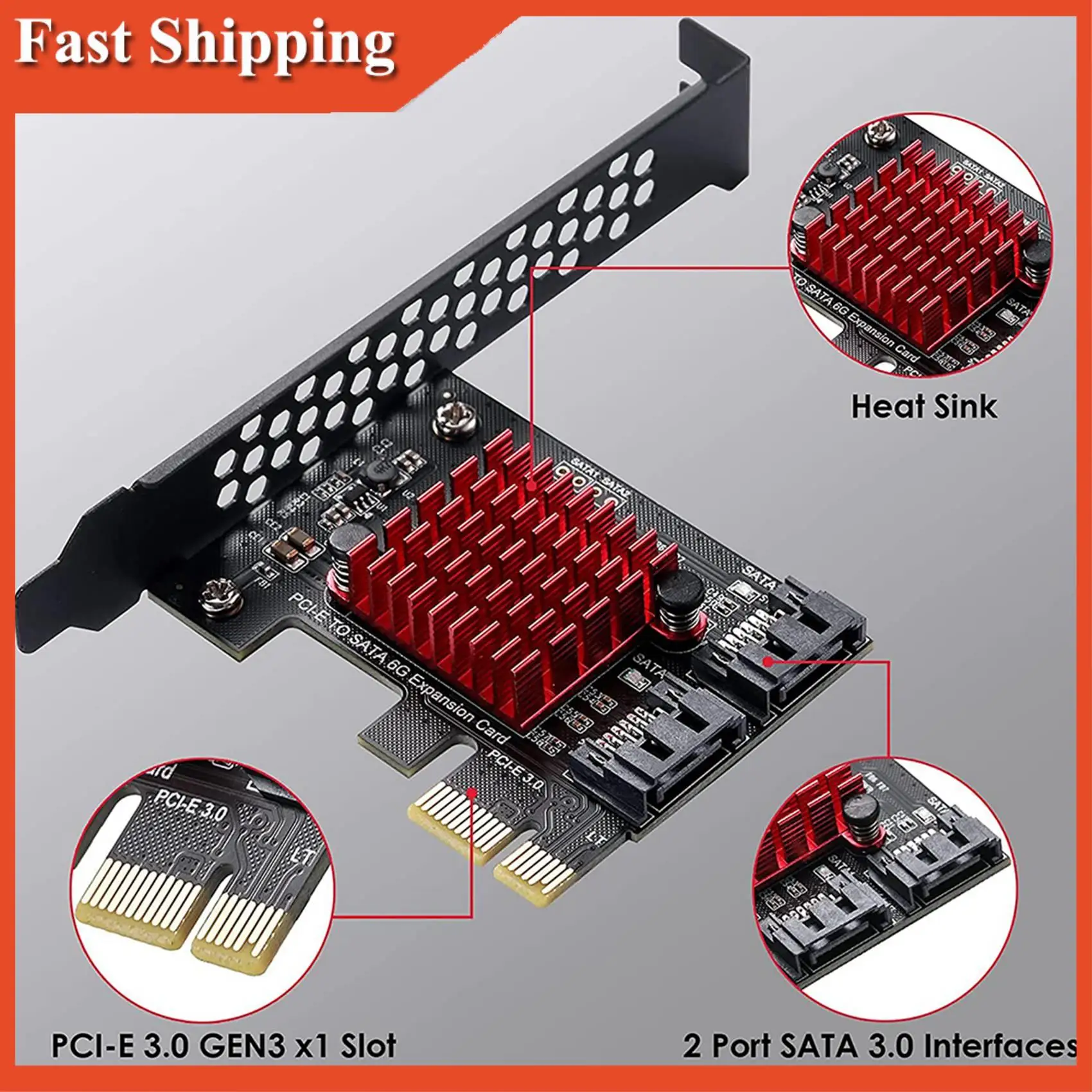 كفاءة Pcie إلى 2 منافذ SATA 3.0 6 Gbps SSD محول PCI-E PCI Express X1 لوحة تحكم بطاقة توسيع دعم X4 X6 X8 X16