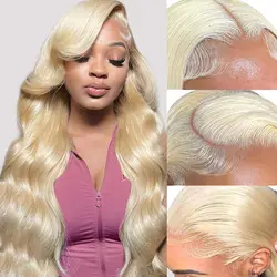 613 Honey Blonde 13x4 HD Transparent Body Wave Lace Frontal Human Hair Wig 34 Inch 13x4 Lace Front Wigs For Women 250% Density