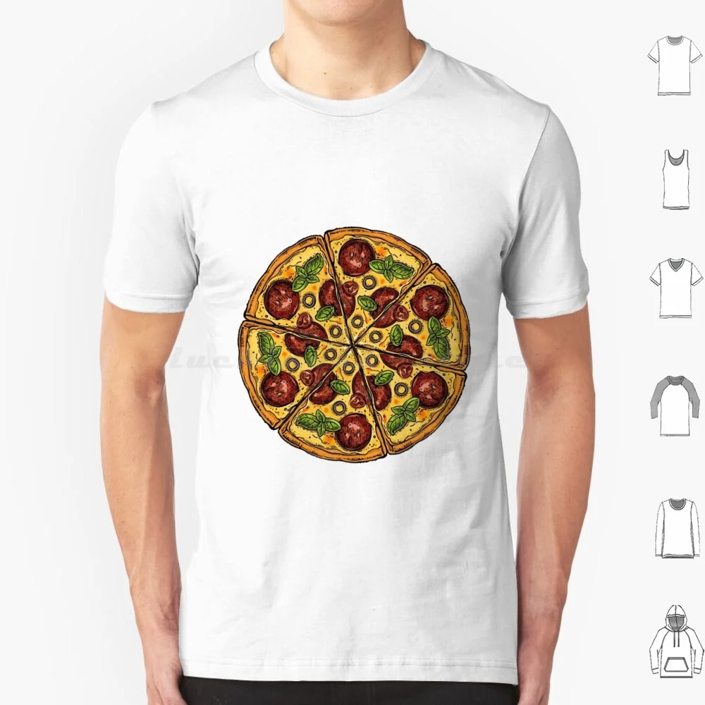 Pepperoni Pizza T Shirt Cotton Men Women Diy Print Pizza Pepperoni Italian Food Mobii