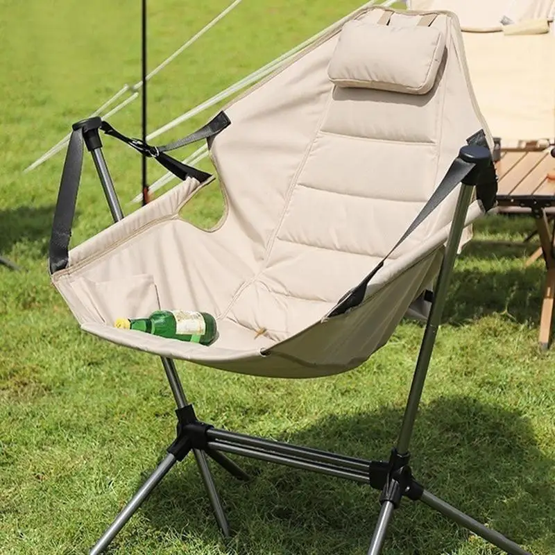 Silla mecedora portátil para exteriores, hamaca plegable y ajustable para césped, Picnic, salón