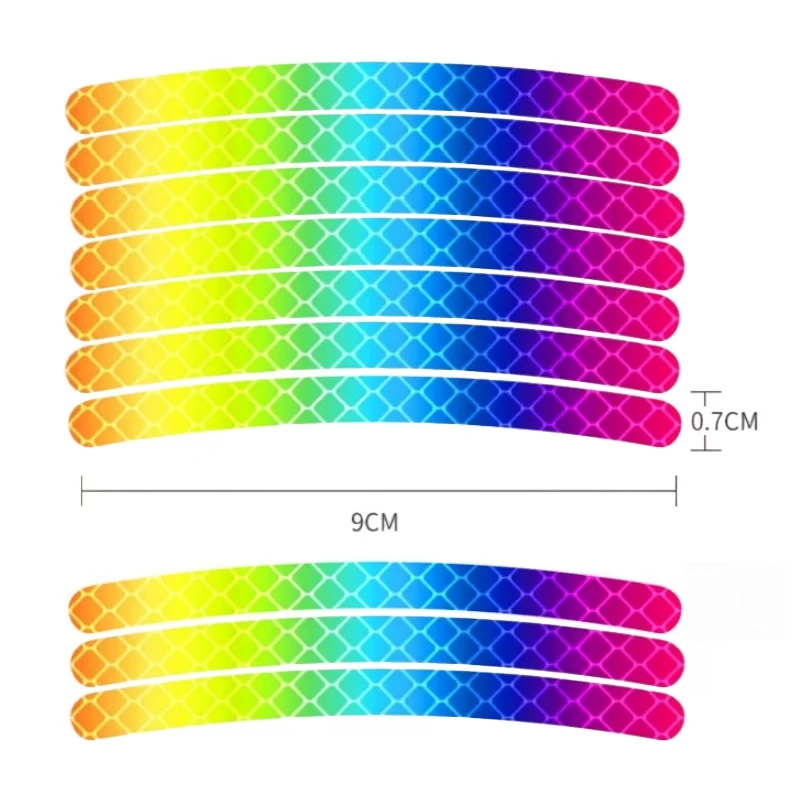 20PCS Glow in The Dark Bike Stickers, Rainbow Reflective Wheel Decals for Night Safety, Fit Bicycle Moto Motorcycle - view 6