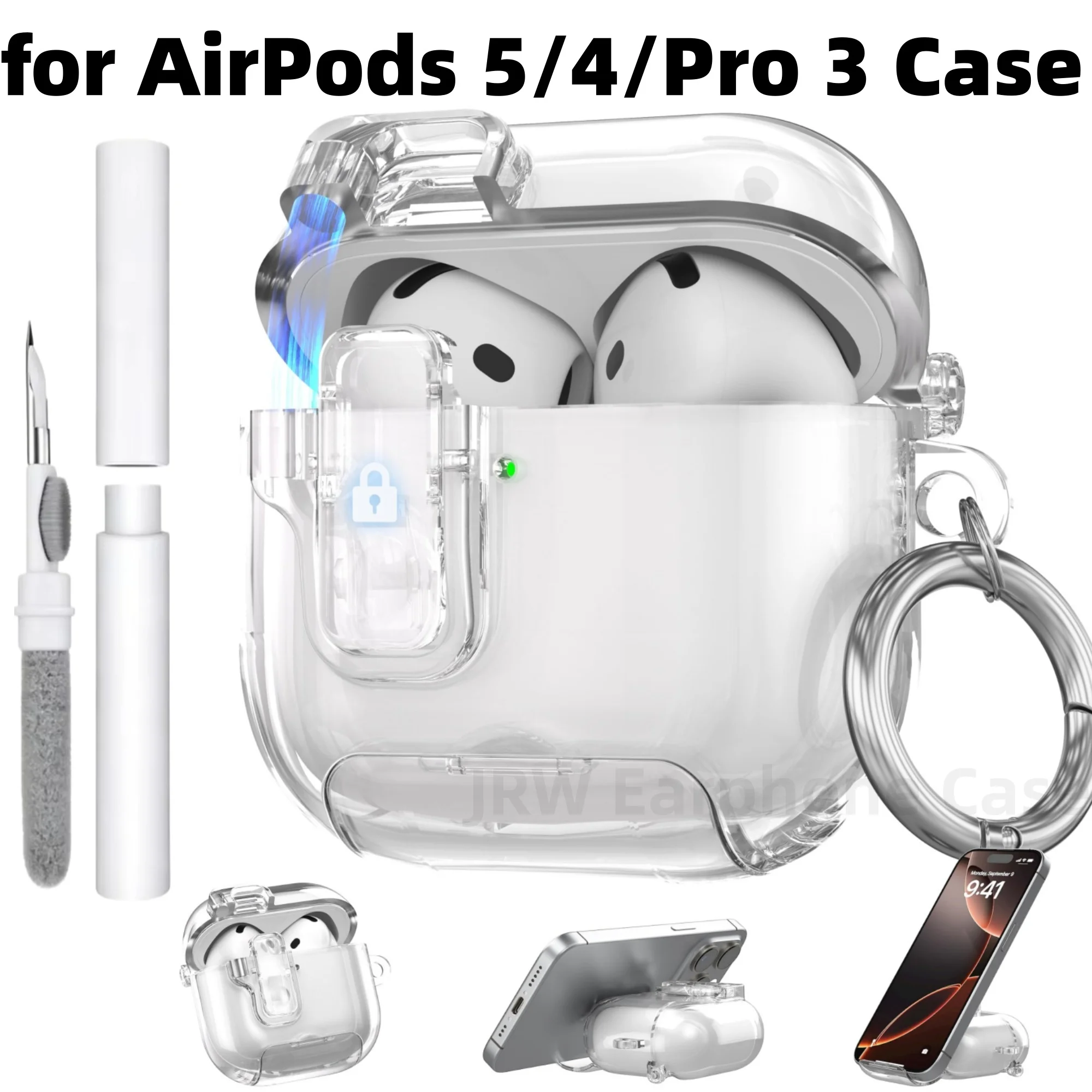 Magnetic Lock Safety Cover for AirPods 5/4 Case & AirPods Pro 3 Case Phone Stand Design for Airpods 5th/4th Generation(2026 New)