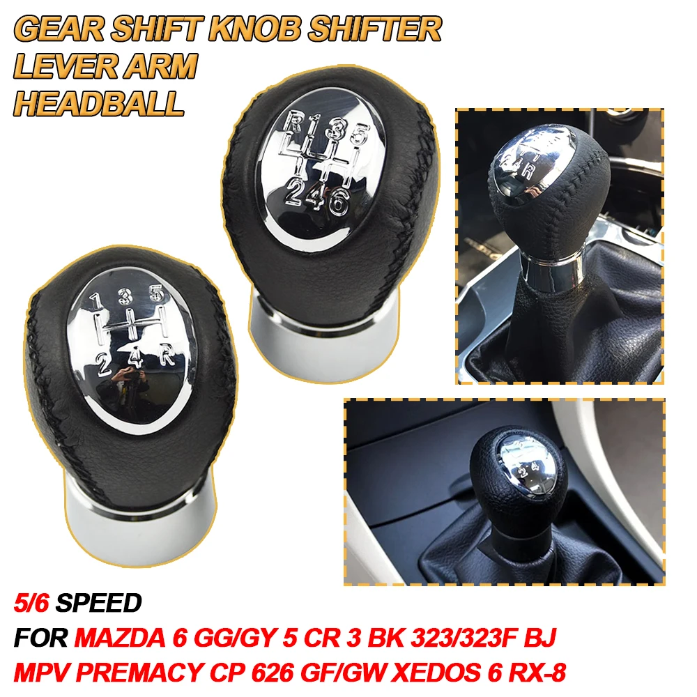 Car Styling Accessories 5/6 Speed Gear Shift Knob Lever Stick HandBall for MAZDA 3 BK 2003-2008