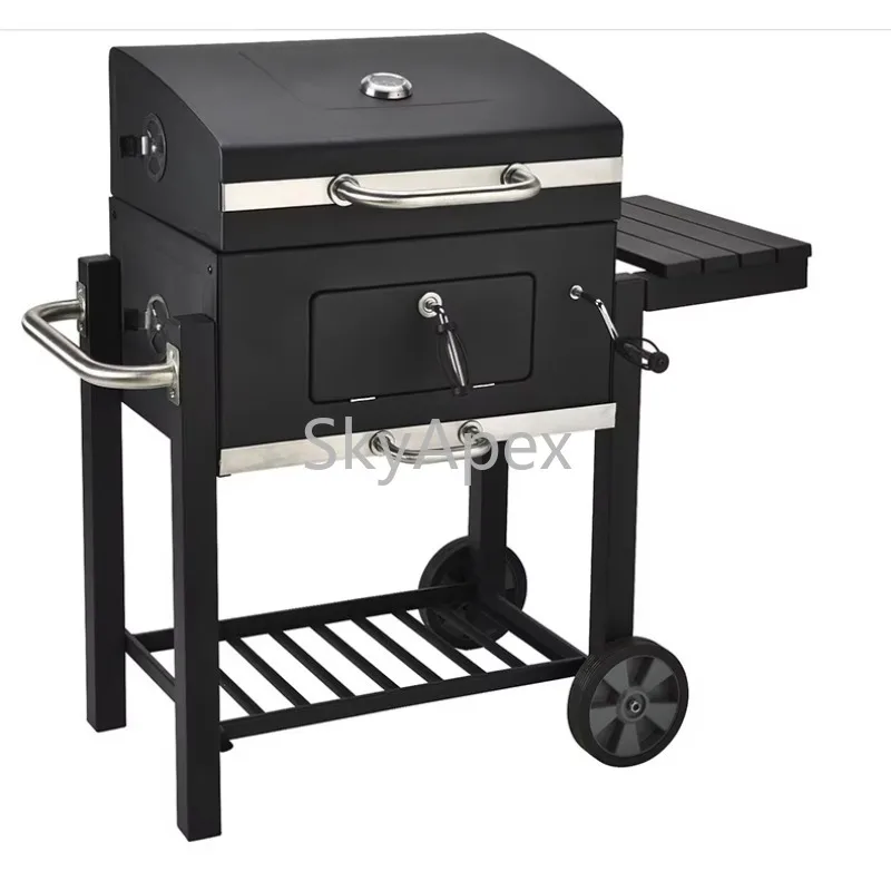 Home Outdoor Patio Backyard Cooking Wagon Charcoal  Barbecue Grill High Heat Retention Easy Clean Rustproof  Durable For Camping