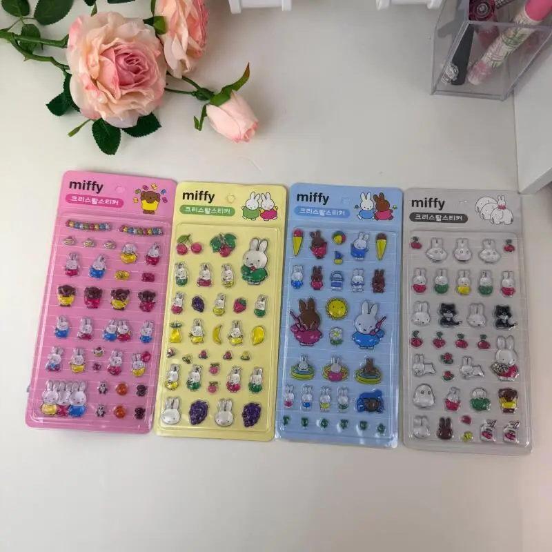 Cartoon Miffy 3D Relief Crystal Sticker Creative Peripheral Hand Account Decoration Sticker Phone Case Diy Sticker Friend  Gift