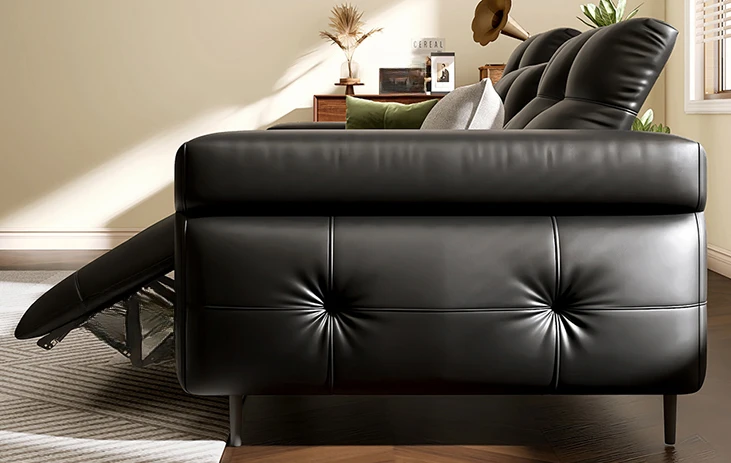 Sofa living room modern simple black in-line zero wall sofa